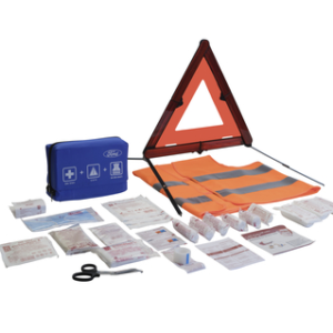 Komplet prve pomoči z opozorilnim trikotnikom in opozorilnim jopičem